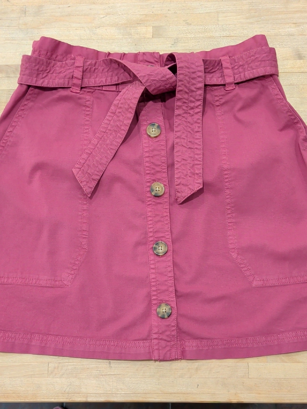 Abercrombie & Fitch Rose-Pink Button-Front Tie-Waist Mini Skirt M
